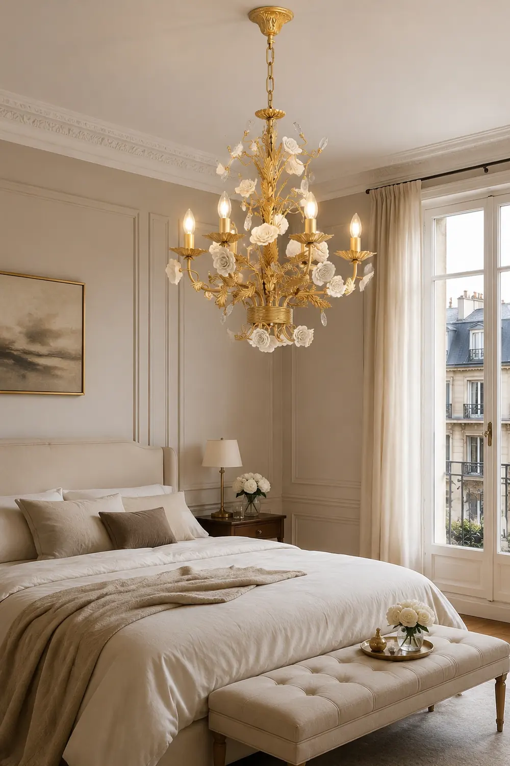 White Rose Crystal Chandelier - Lumpaz