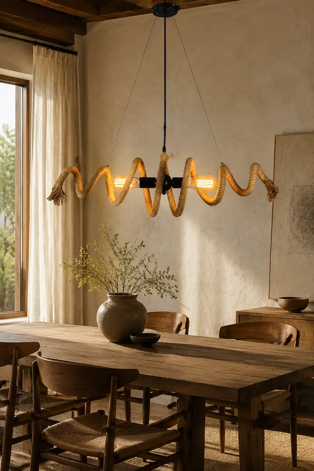 Hemp Rope Industrial Spiral Chandelier - Lumpaz
