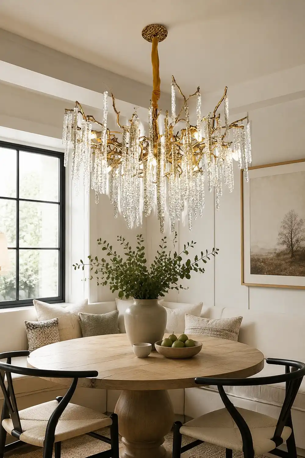 Crystal Icicles Branch Brass Chandelier - Lumpaz