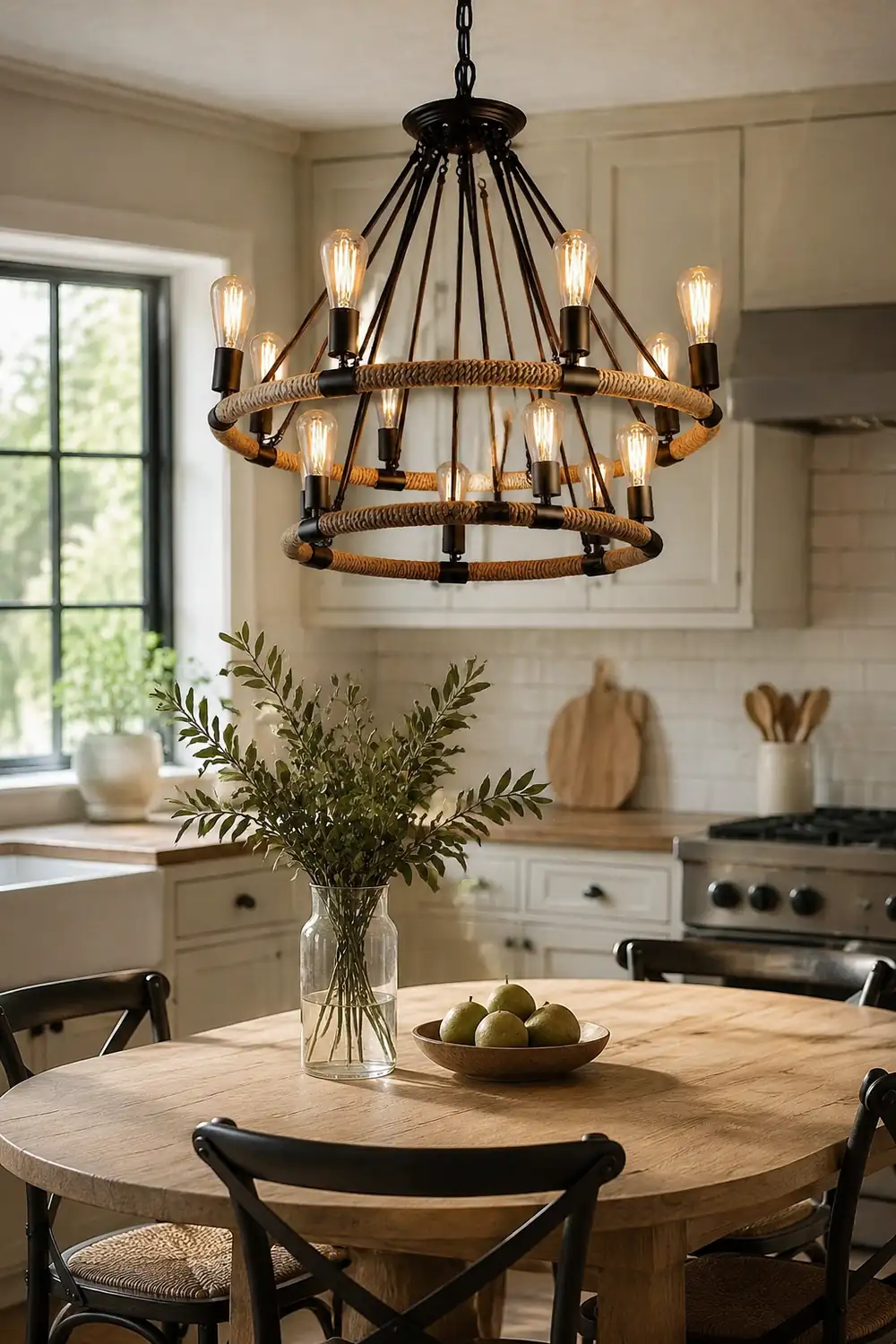 Hemp Rope Industrial Large Circle Chandelier - Lumpaz