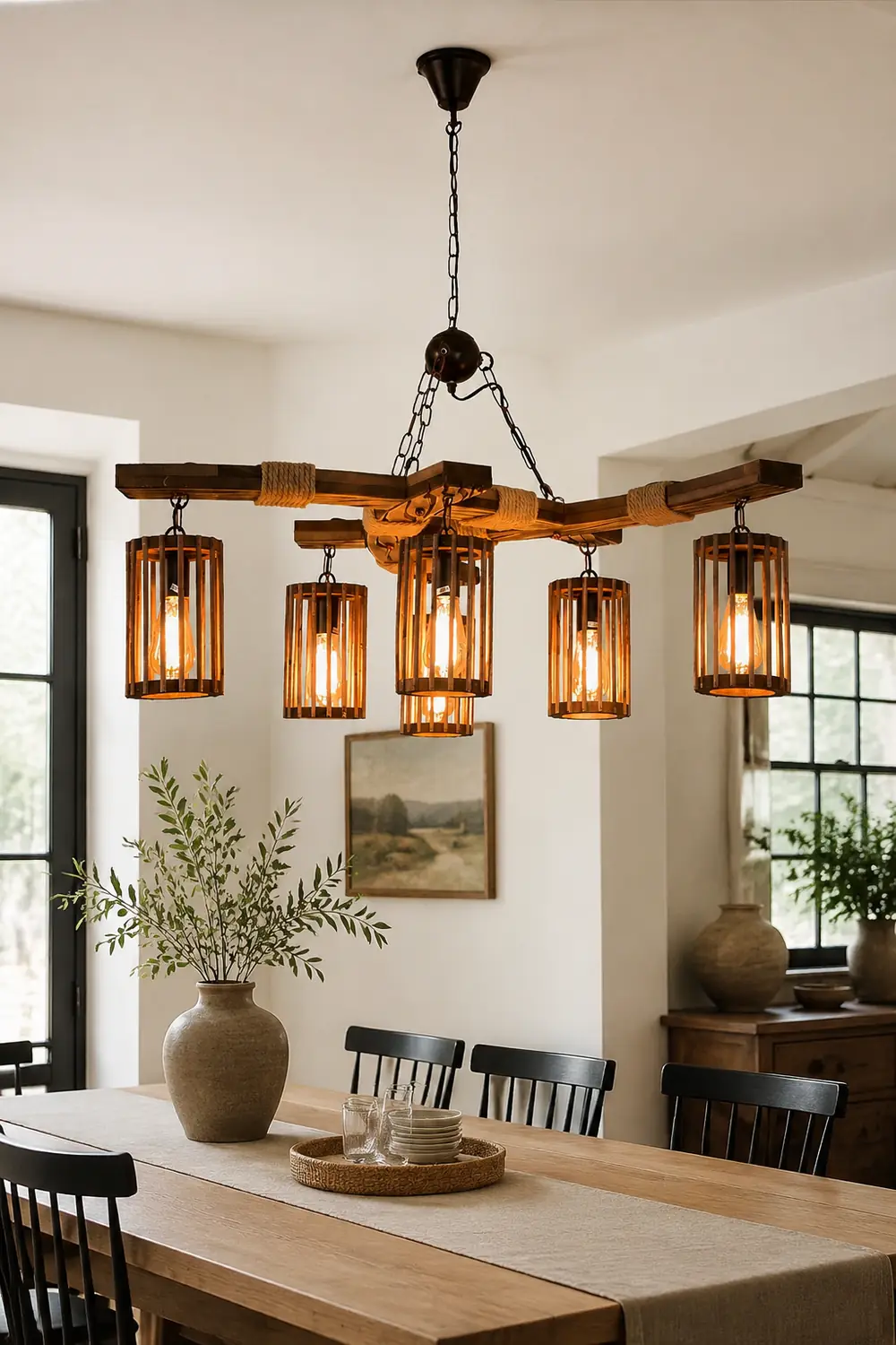 Retro Solid Wood Chandelier - Lumpaz