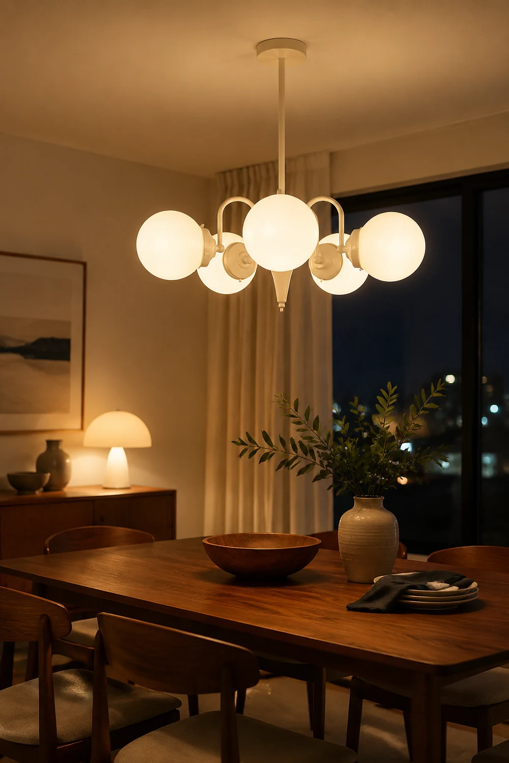 Cream Glass Ball Chandelier - Lumpaz