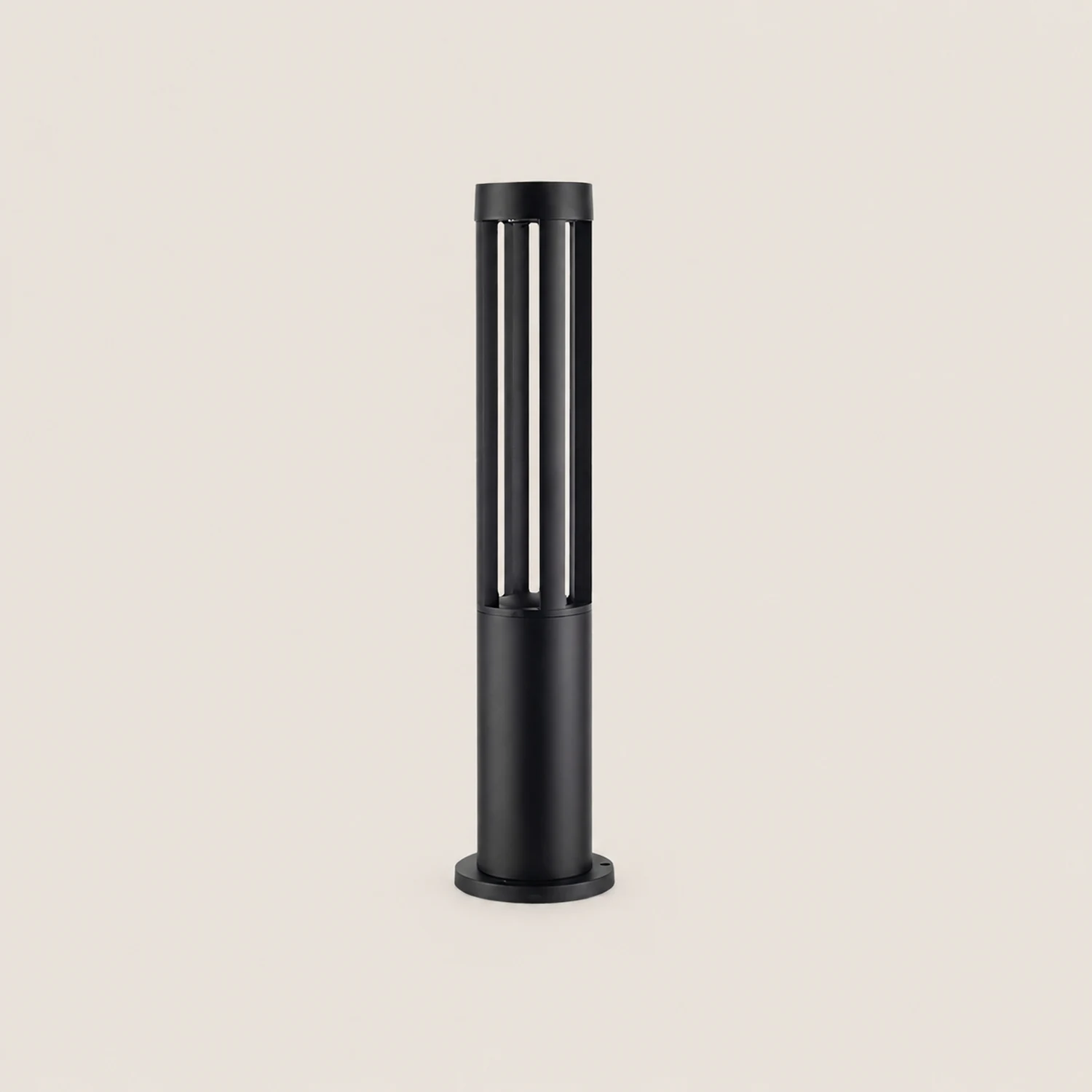 Black Cylindrical Garden Outdoor Light with Solar Panel - Lumpaz