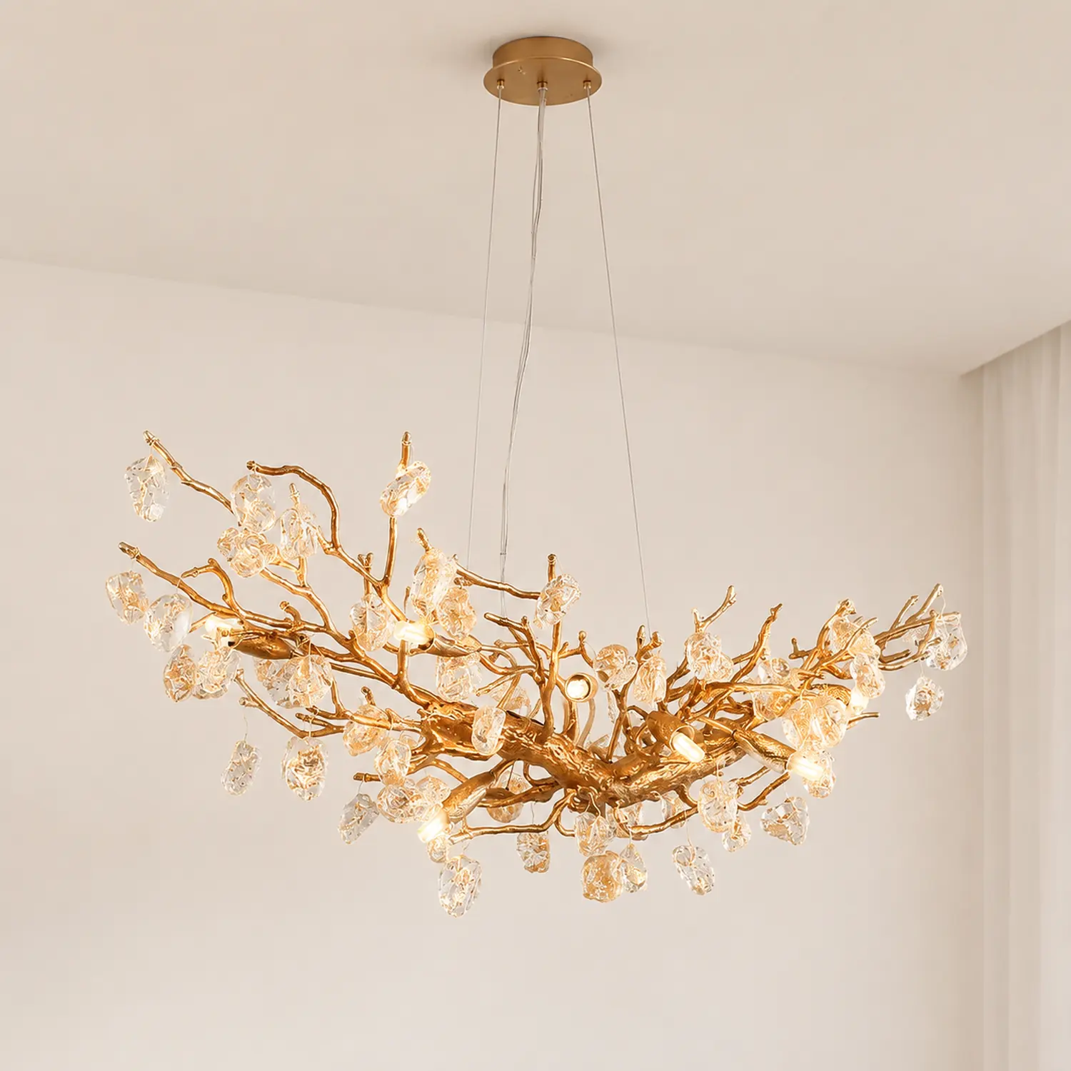 Stone Crystal Brass Chandelier - Lumpaz