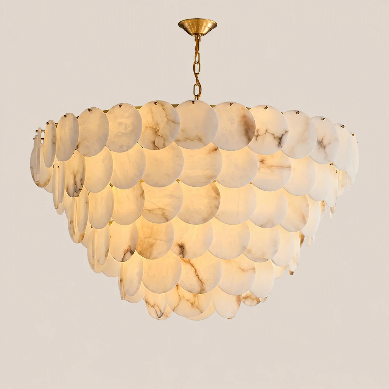 Alabaster Shell Brass Chandelier - Lumpaz