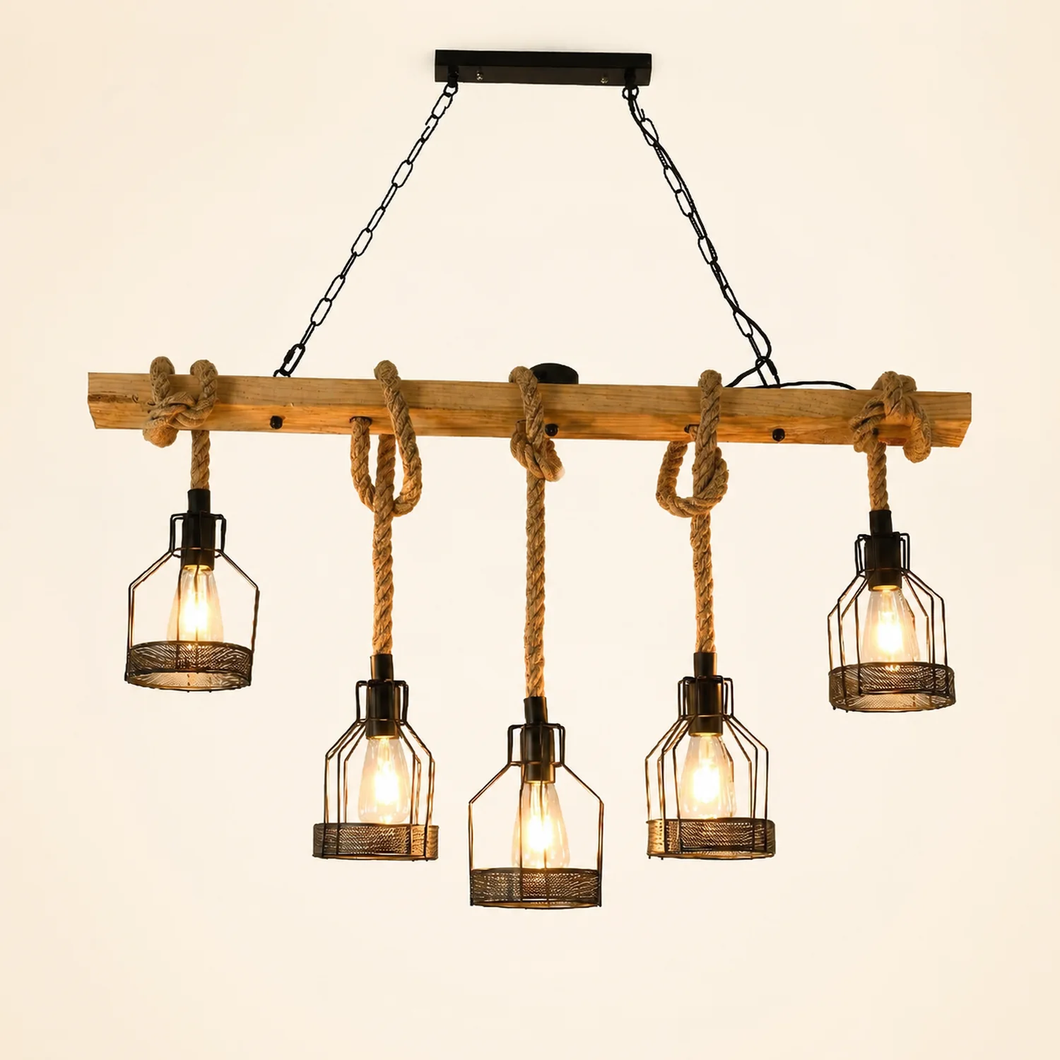 Hemp Rope Industrial Grenade Chandelier - Lumpaz