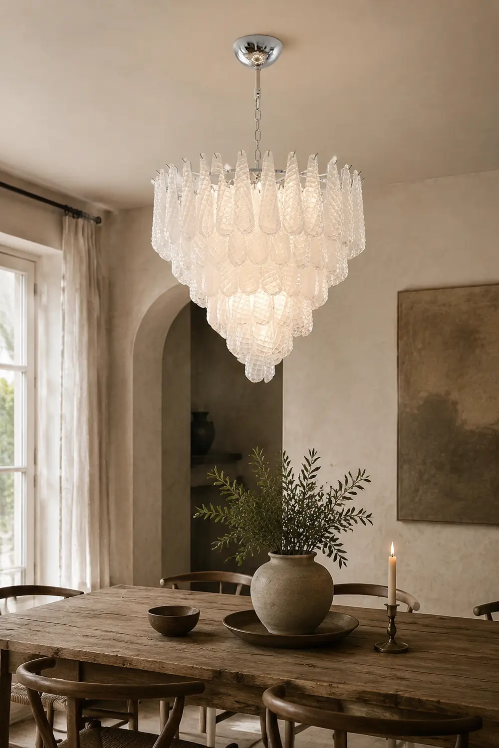 Grid Glass Waterfall Chandelier - Lumpaz