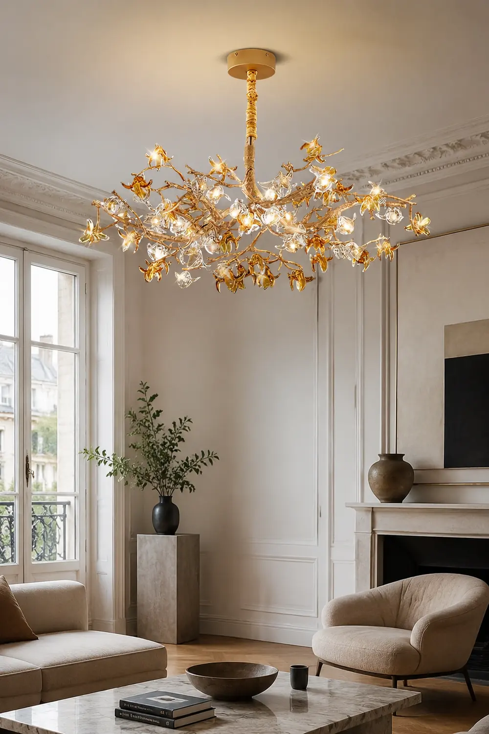 Aosta Brass Branch Chandelier - Lumpaz