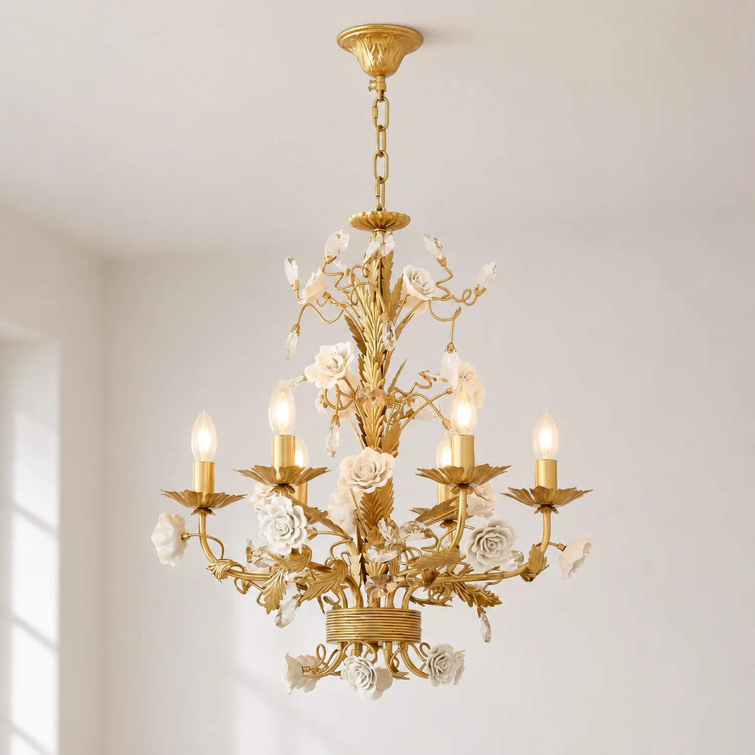 White Rose Crystal Chandelier - Lumpaz