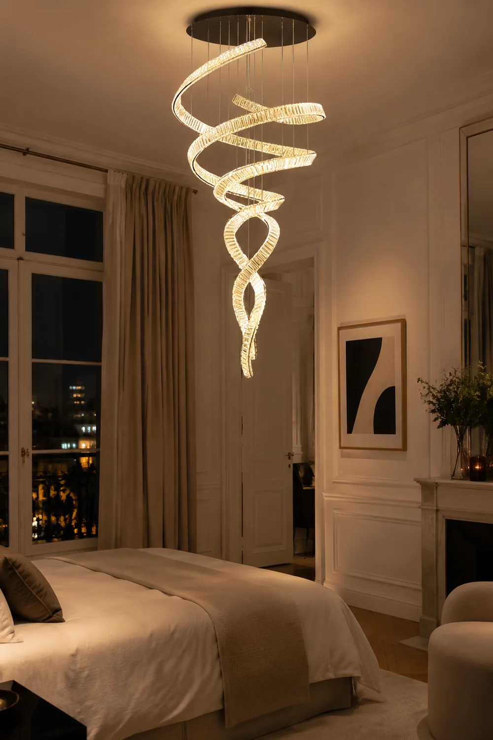 Long Spiral Crystal Chandelier - Lumpaz