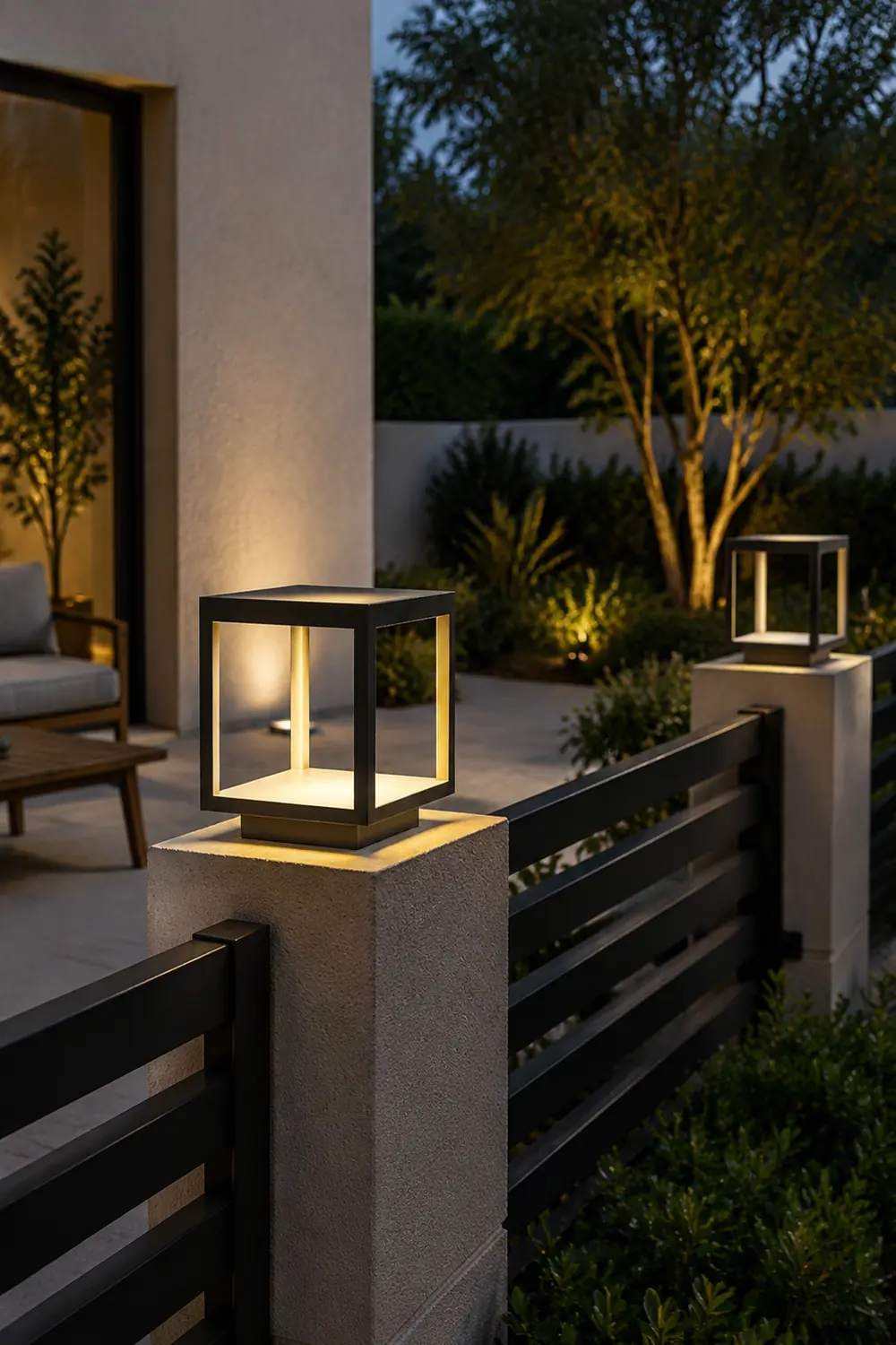 Square Frame Fence Post Garden Light - Lumpaz