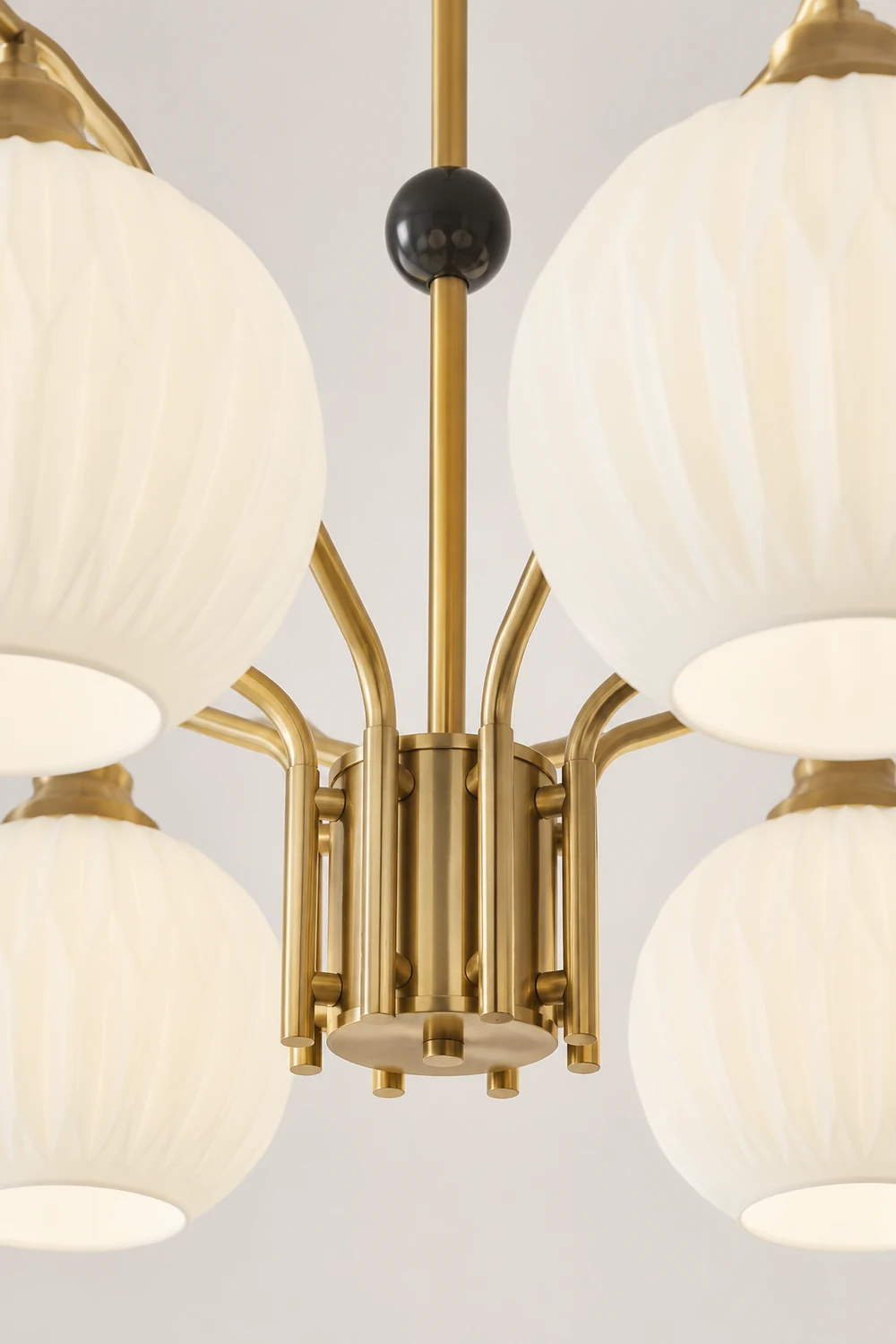 Ribbed Glass Gold Chandelier - Lumpaz