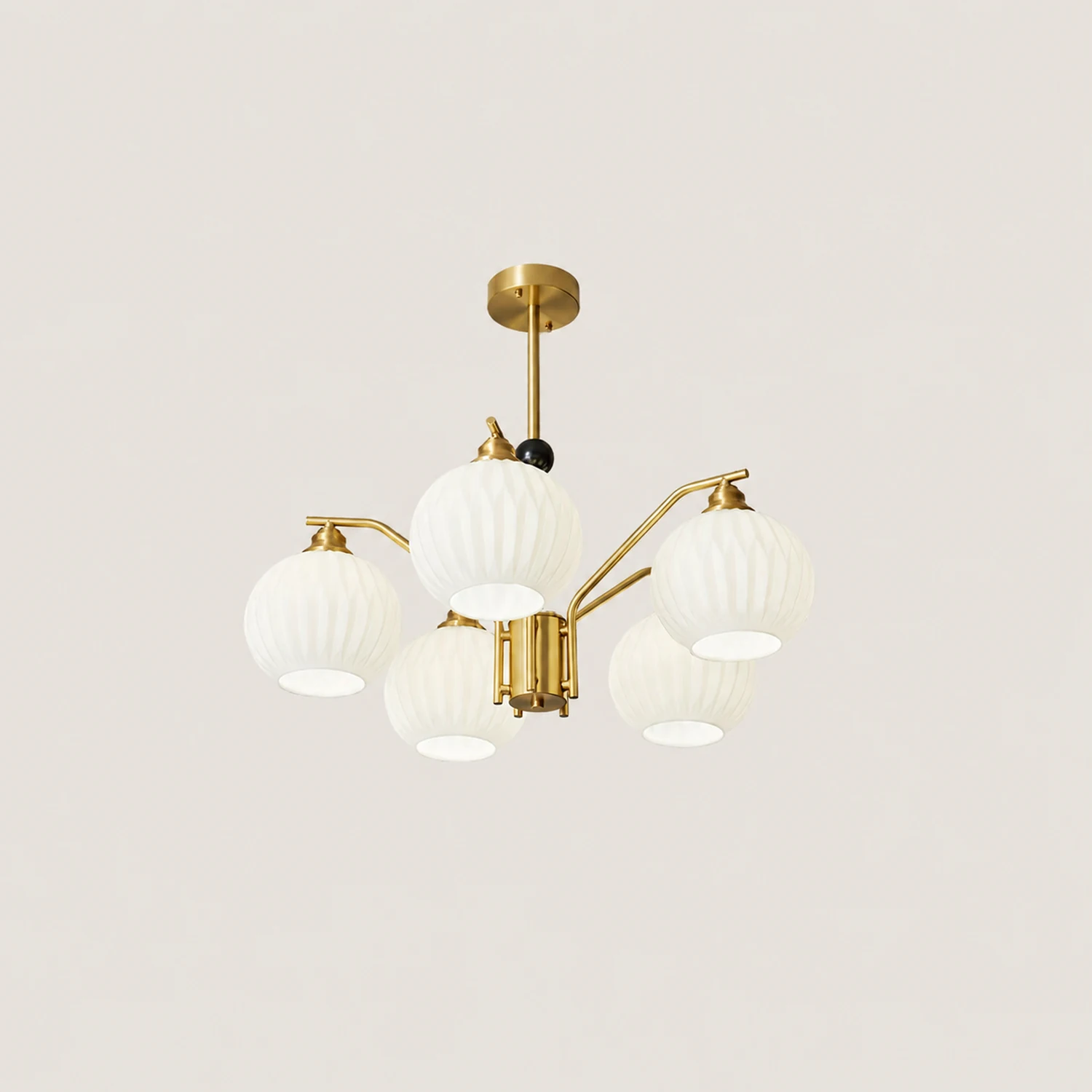 Ribbed Glass Gold Chandelier - Lumpaz