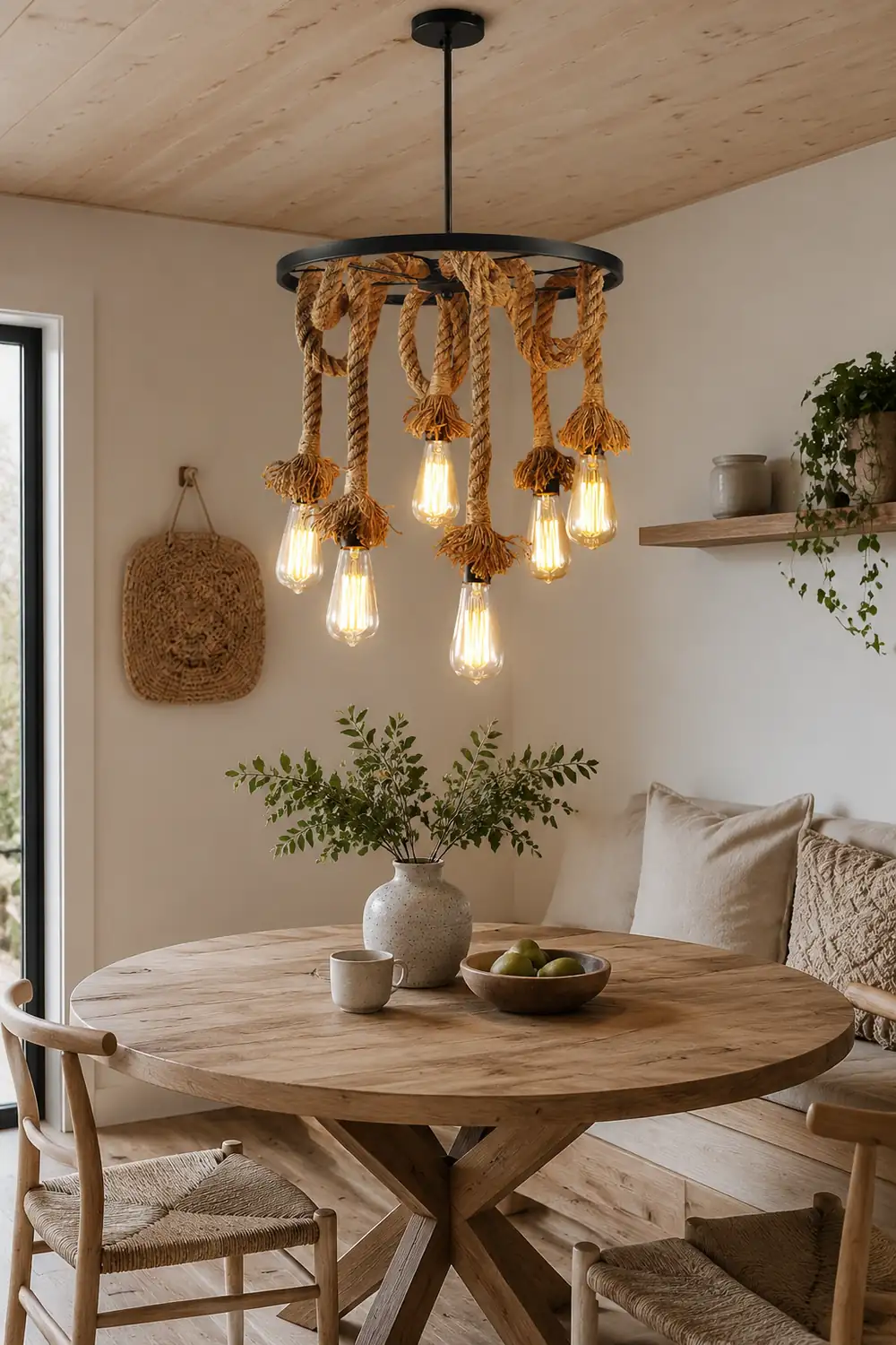 Hemp Rope Industrial Six Head Chandelier - Lumpaz