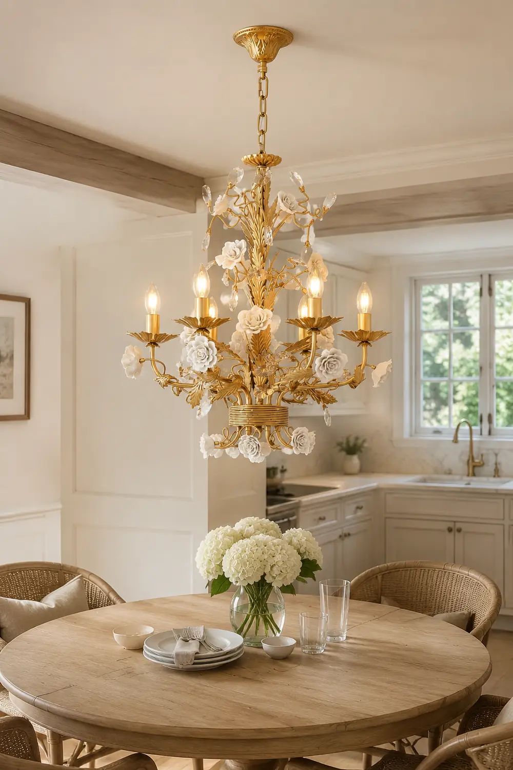 White Rose Crystal Chandelier - Lumpaz