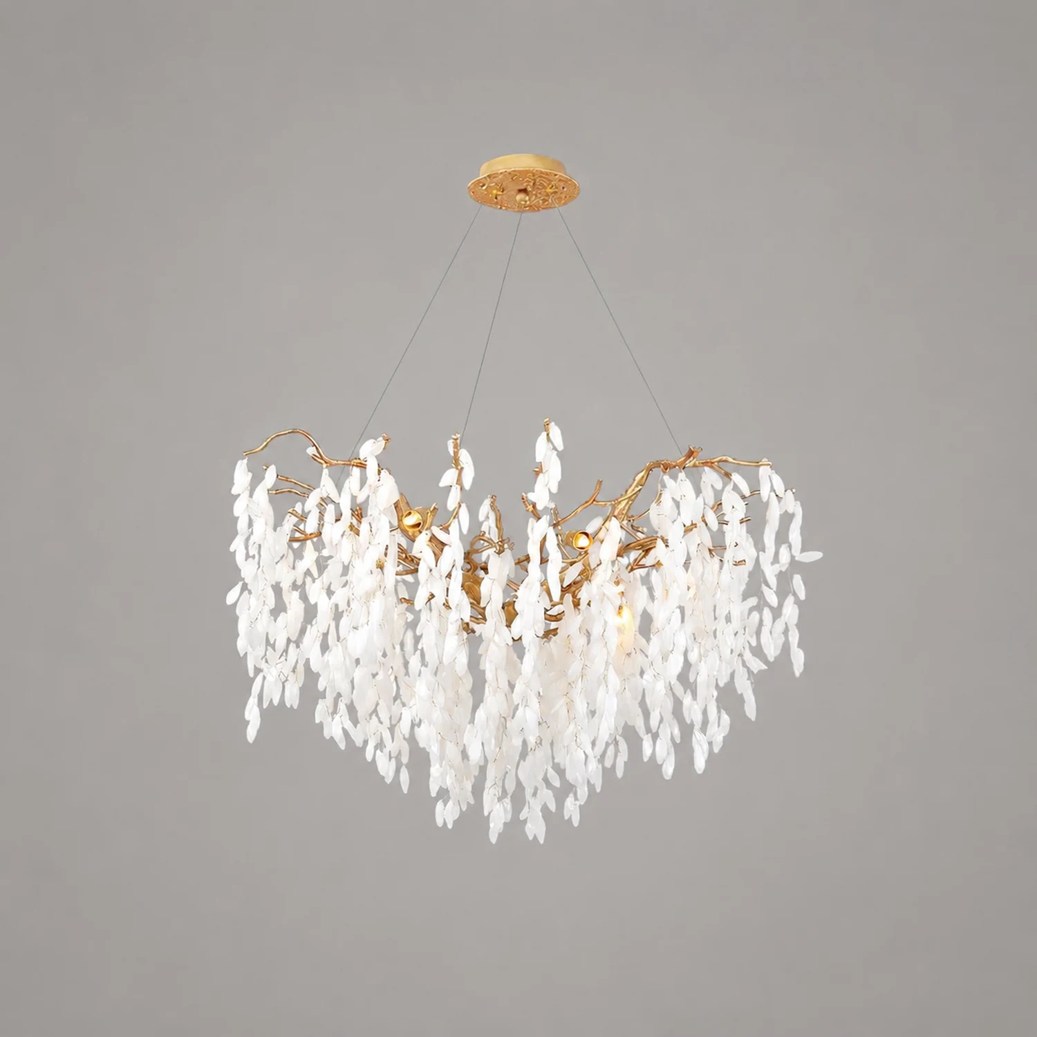 White Jade Branch Brass Chandelier - Lumpaz