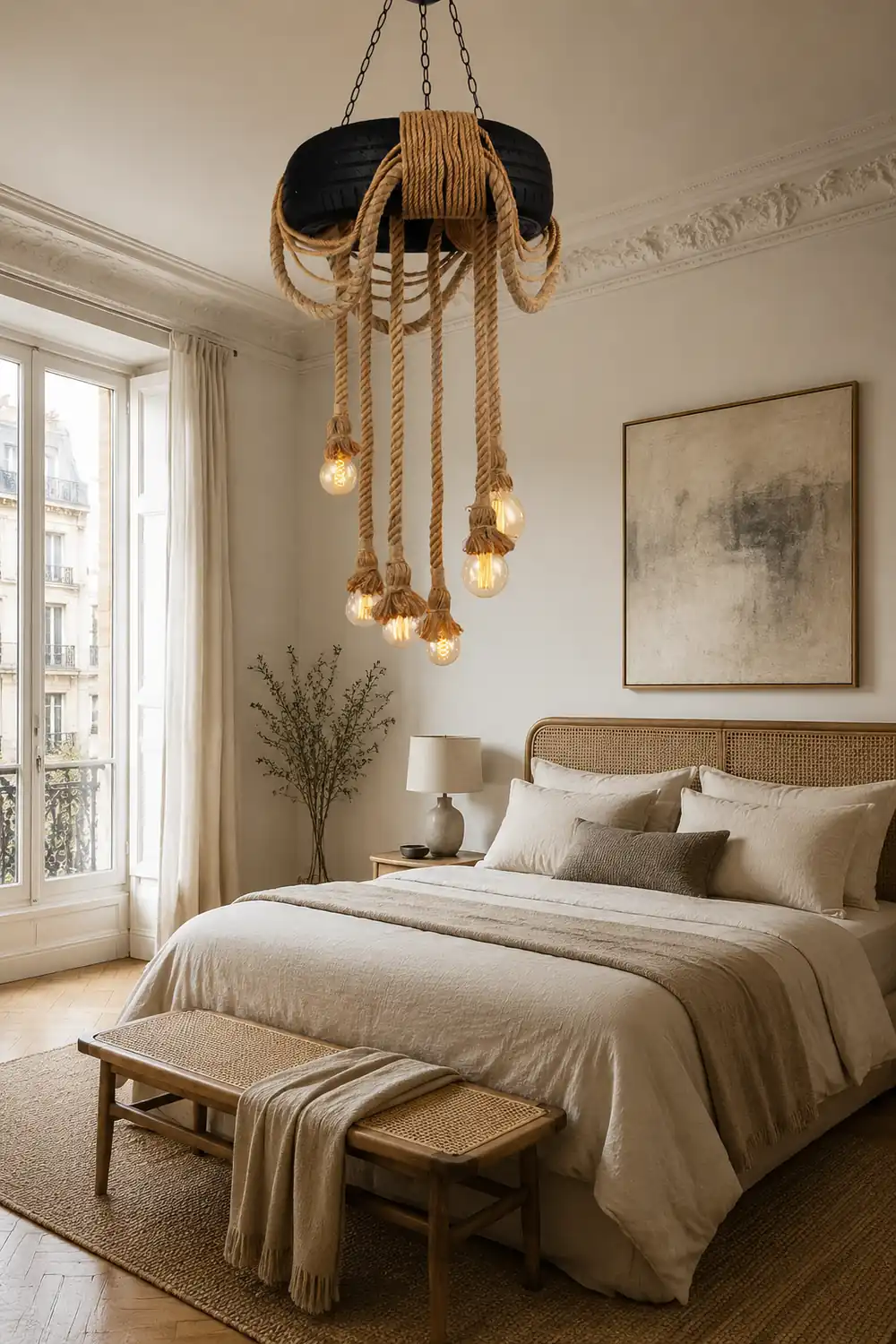 Hemp Rope Industrial Tire Chandelier - Lumpaz