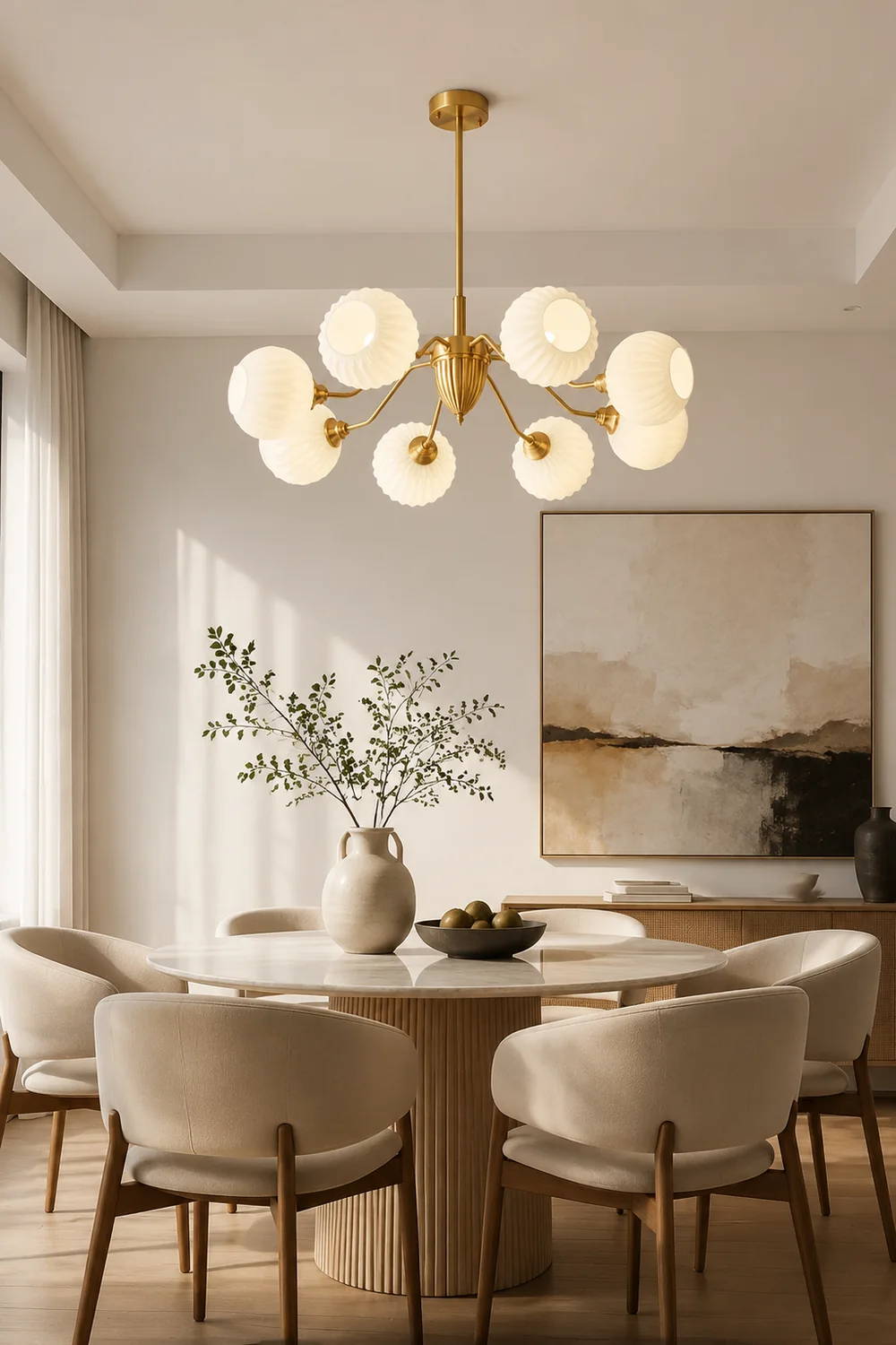 Ribbed Glass Ball Chandelier - Lumpaz