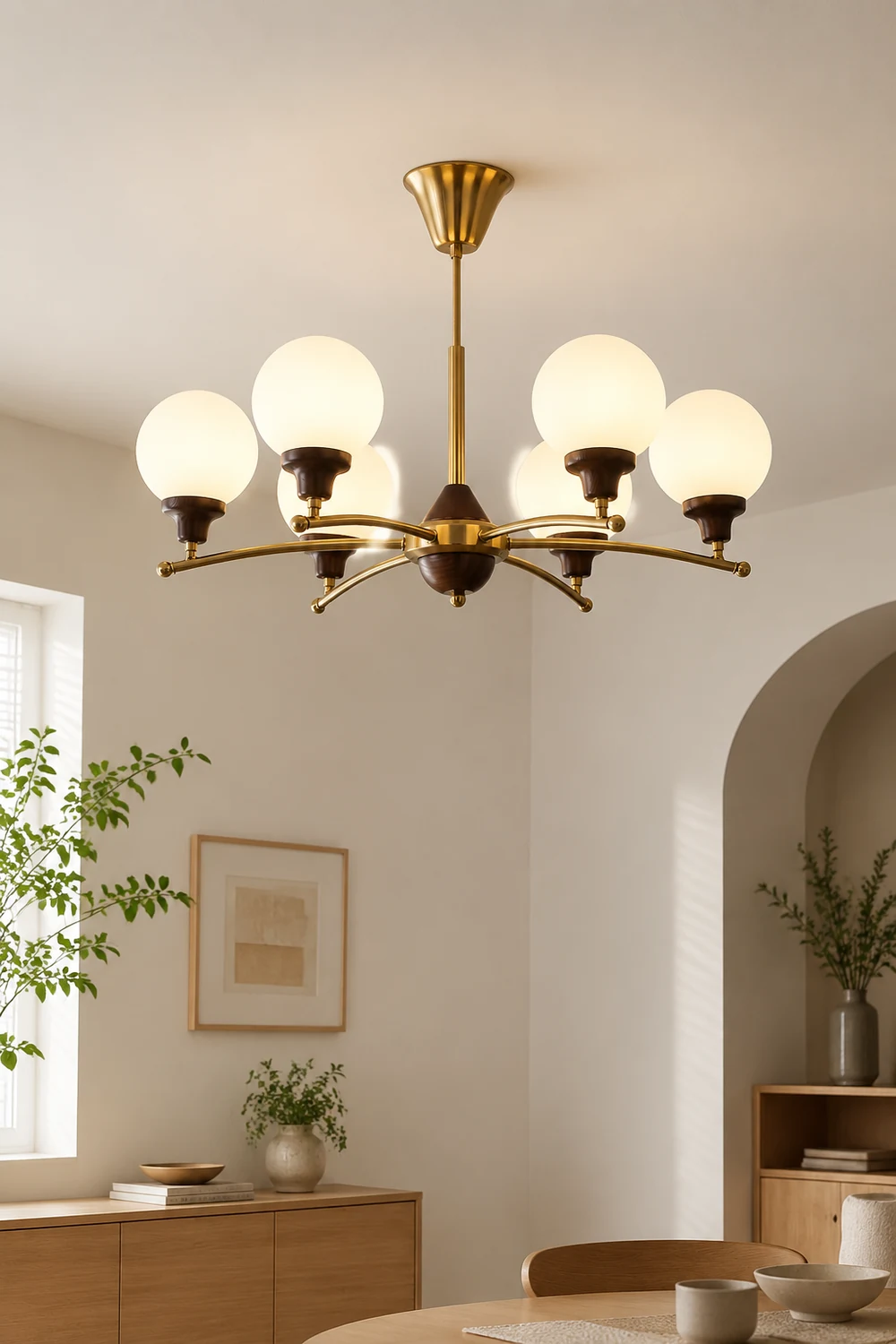 Walnut Glass Ball Chandelier - Lumpaz