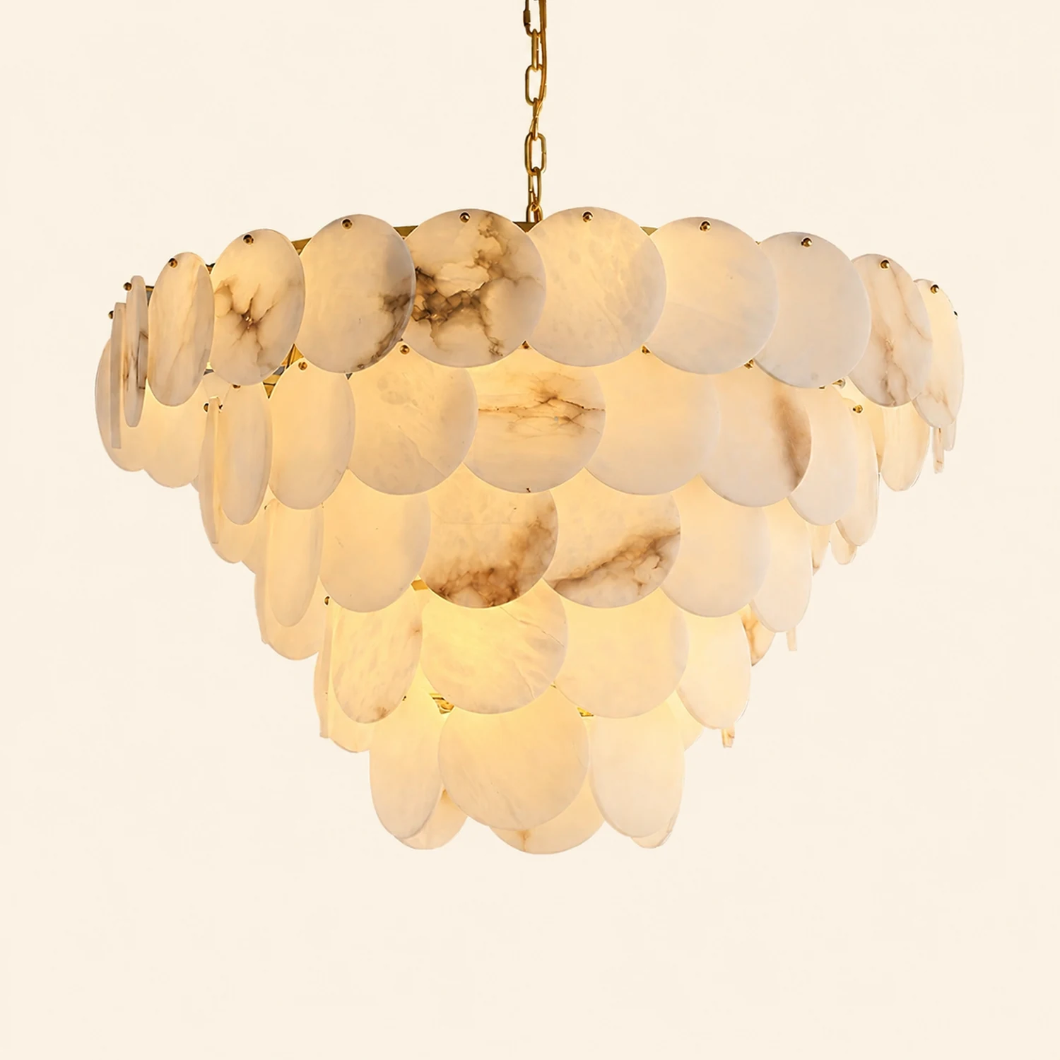 Alabaster Shell Brass Chandelier - Lumpaz
