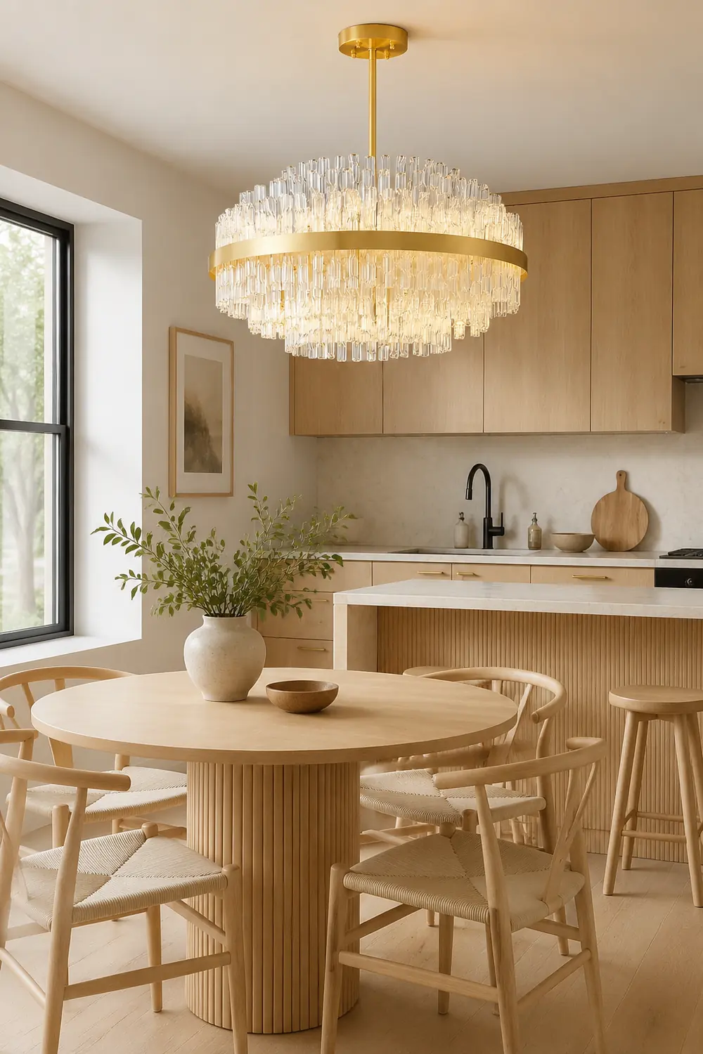 Gold & Clear Rod Chandelier - Lumpaz