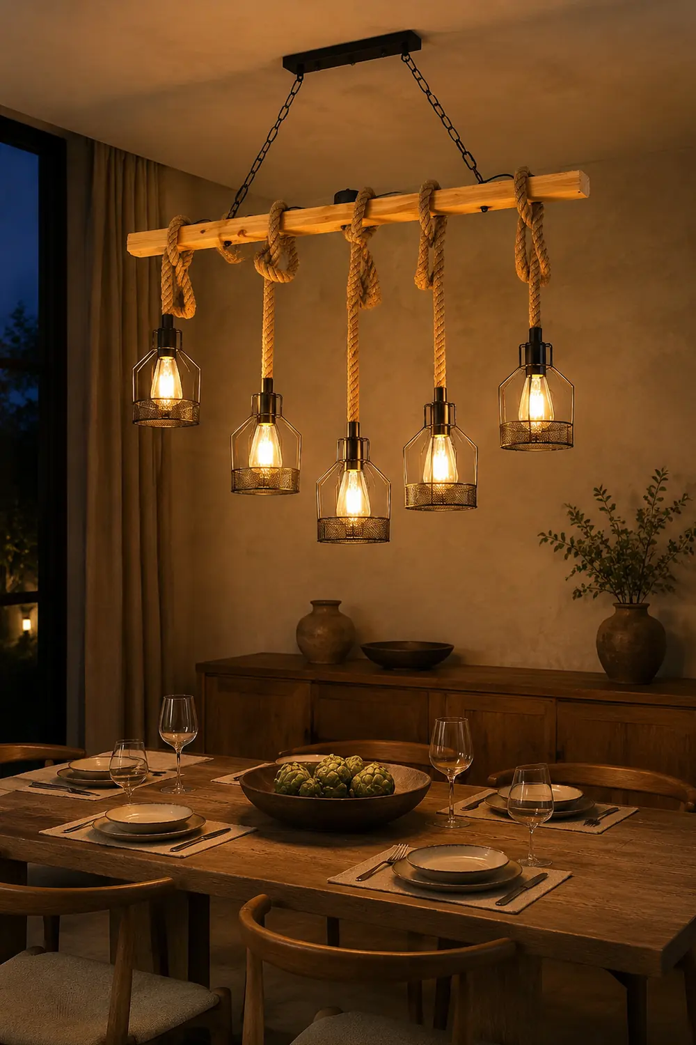 Hemp Rope Industrial Grenade Chandelier - Lumpaz