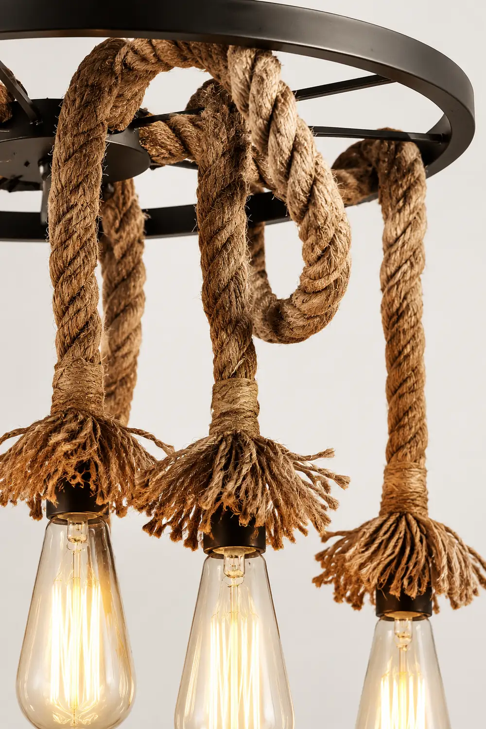 Hemp Rope Industrial Six Head Chandelier - Lumpaz