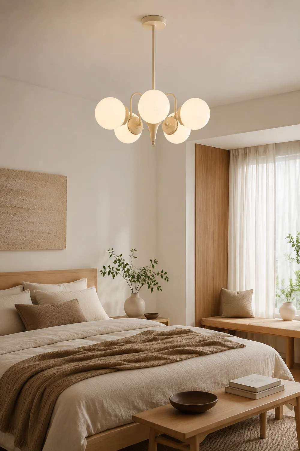 Cream Glass Ball Chandelier - Lumpaz