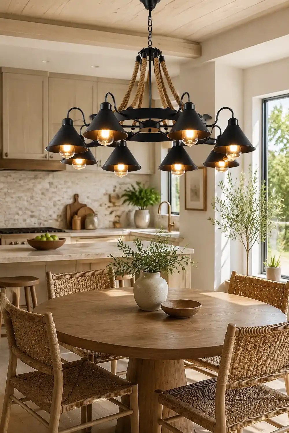 Hemp Rope Industrial Horn Chandelier - Lumpaz