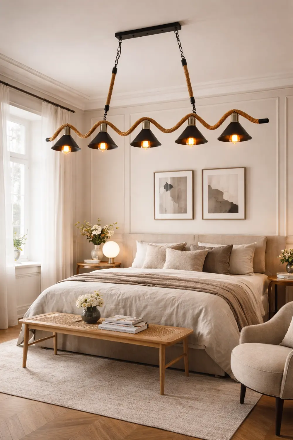 Hemp Rope Industrial Wave Chandelier - Lumpaz