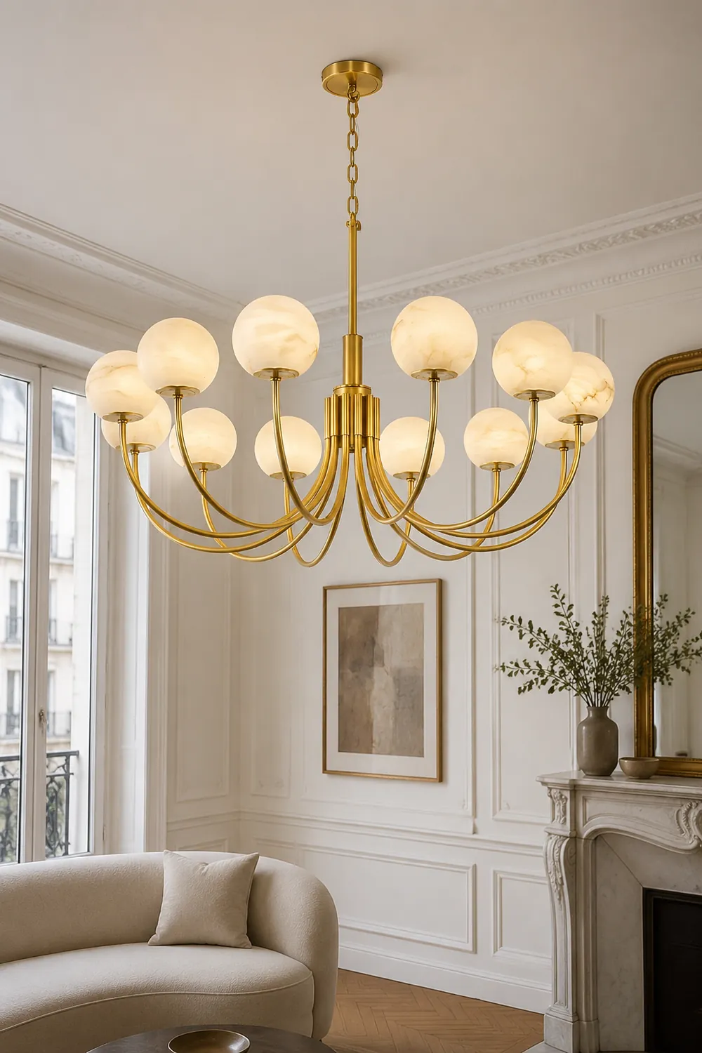Aurelian Alabaster Globe Chandelier - Lumpaz