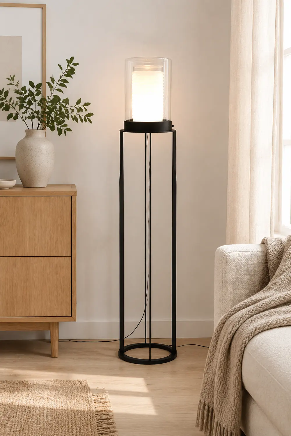 Dual Cylinder Glass Floor Lamp - Lumpaz