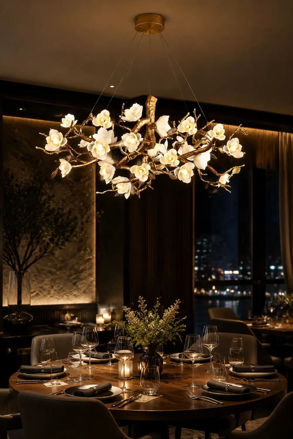 Flower Bloom Branch Brass Chandelier - Lumpaz