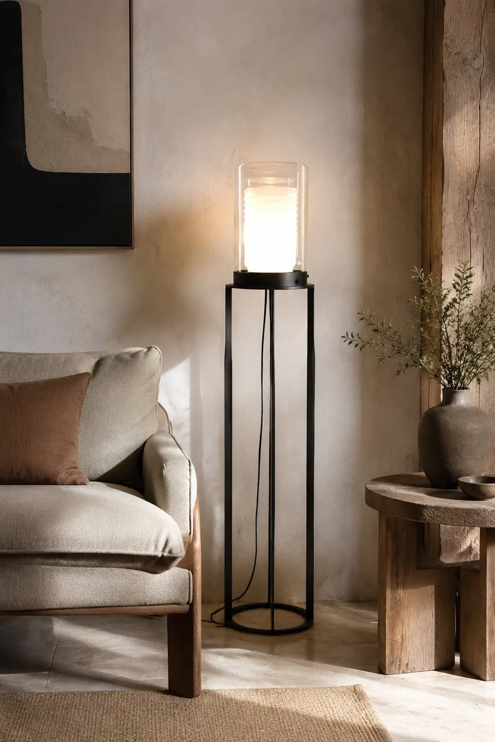 Dual Cylinder Glass Floor Lamp - Lumpaz