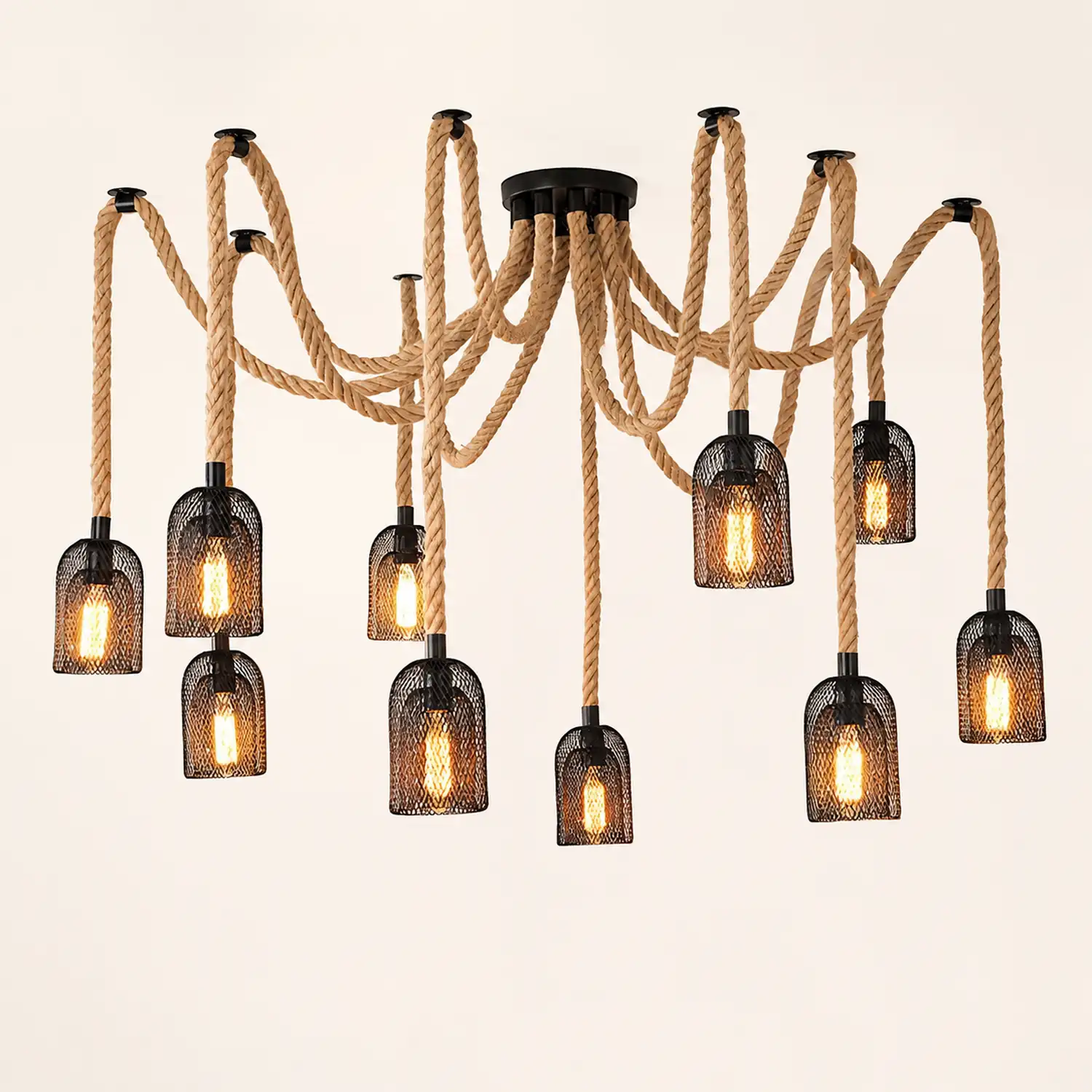 Hemp Rope Scattered Flower Chandelier - Lumpaz