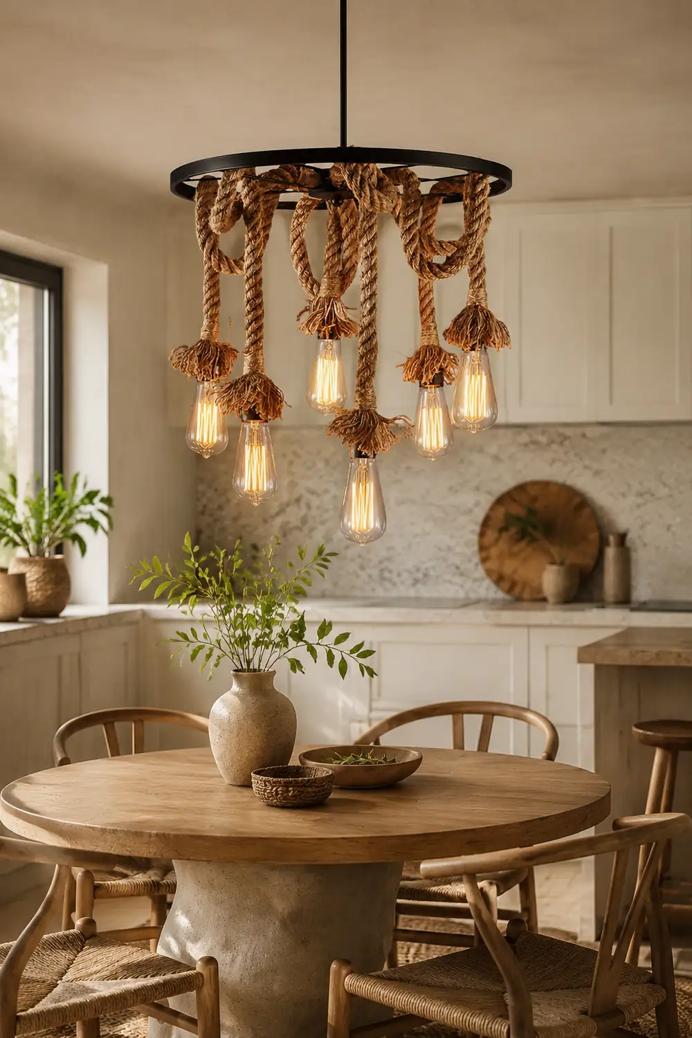Hemp Rope Industrial Six Head Chandelier - Lumpaz