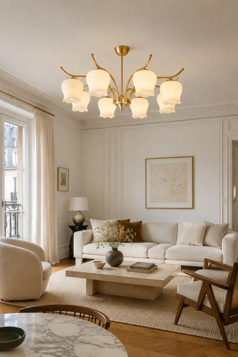 Tulip Brass Chandelier - Lumpaz
