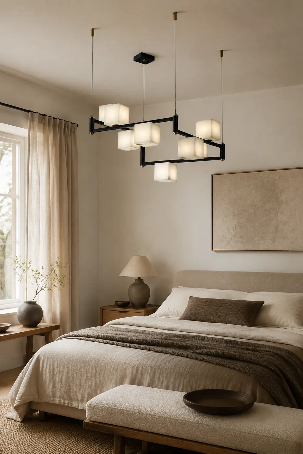 Alabaster Square Box Chandelier - Lumpaz