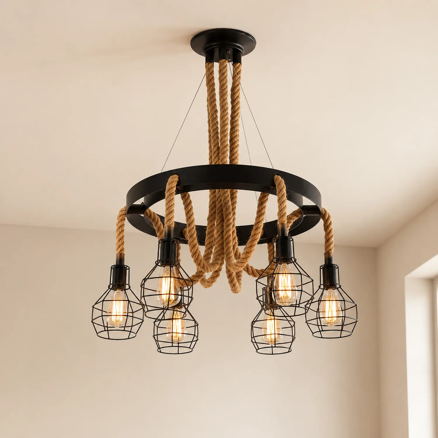 Hemp Rope Industrial Starfall Chandelier - Lumpaz