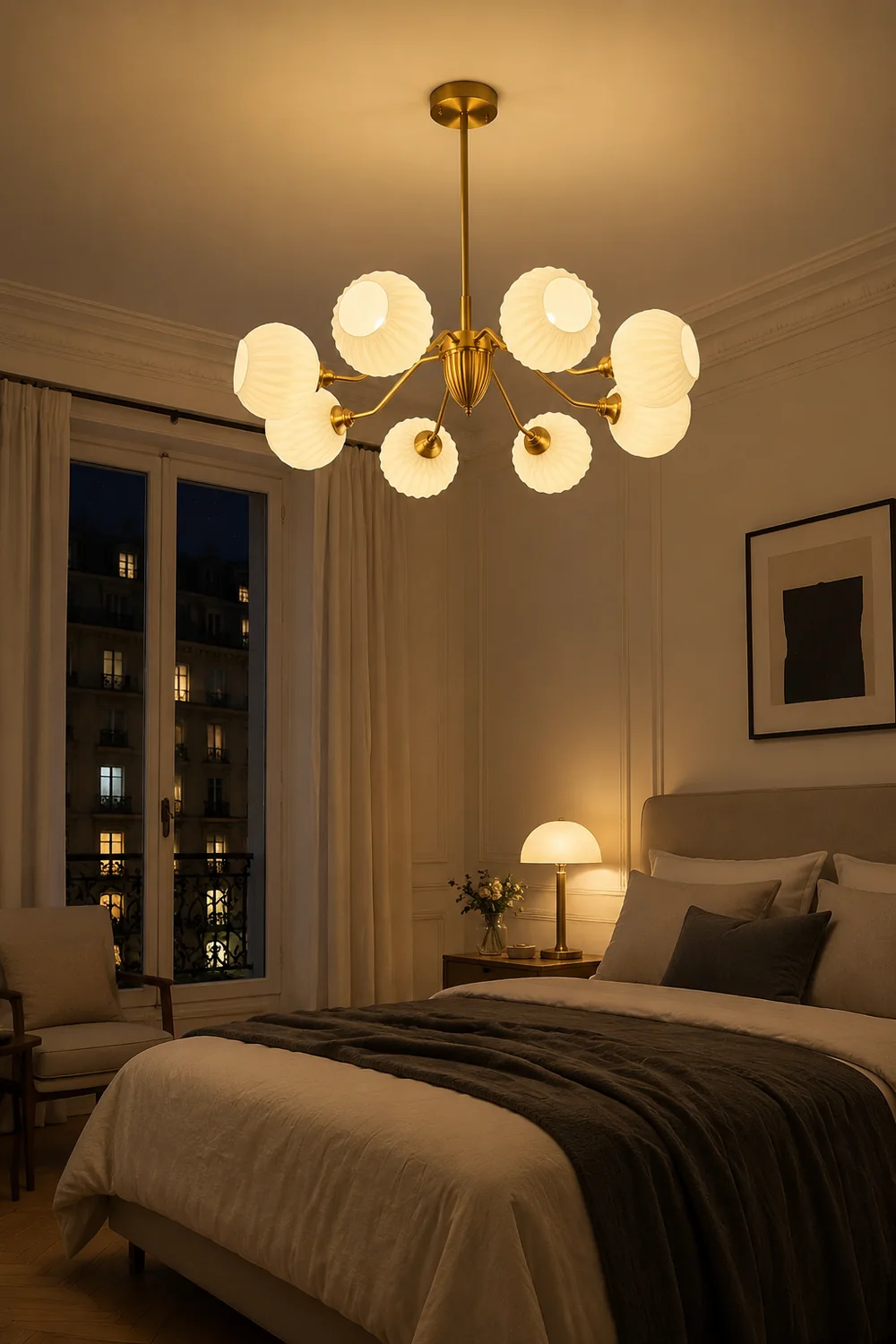Ribbed Glass Ball Chandelier - Lumpaz
