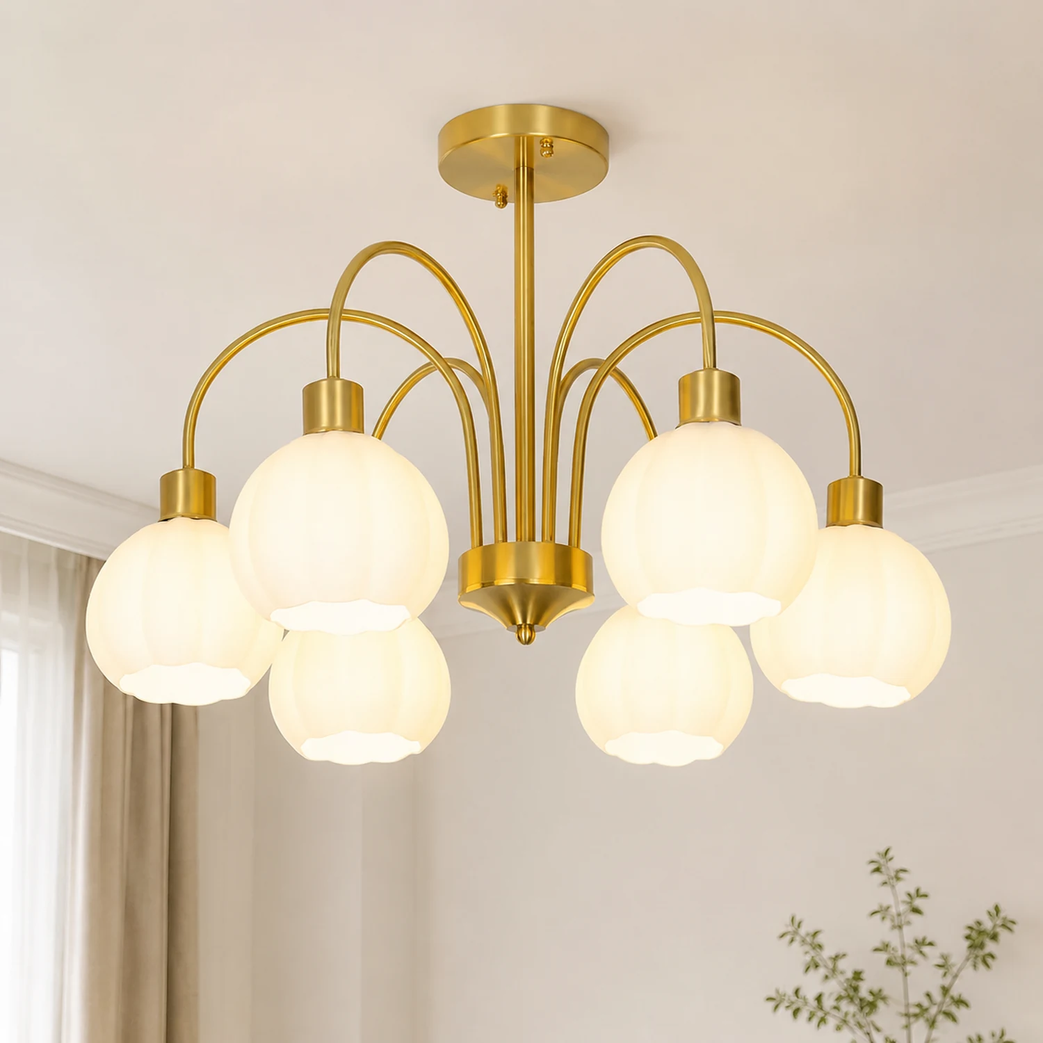 Glass Pumpkin Gold Chandelier - Lumpaz