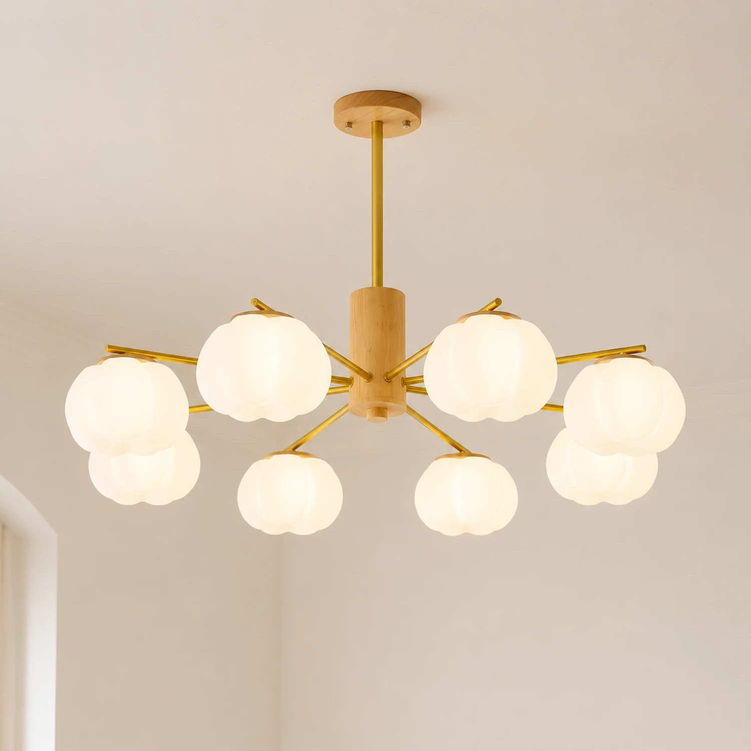 Wooden Cotton Balls Chandelier - Lumpaz