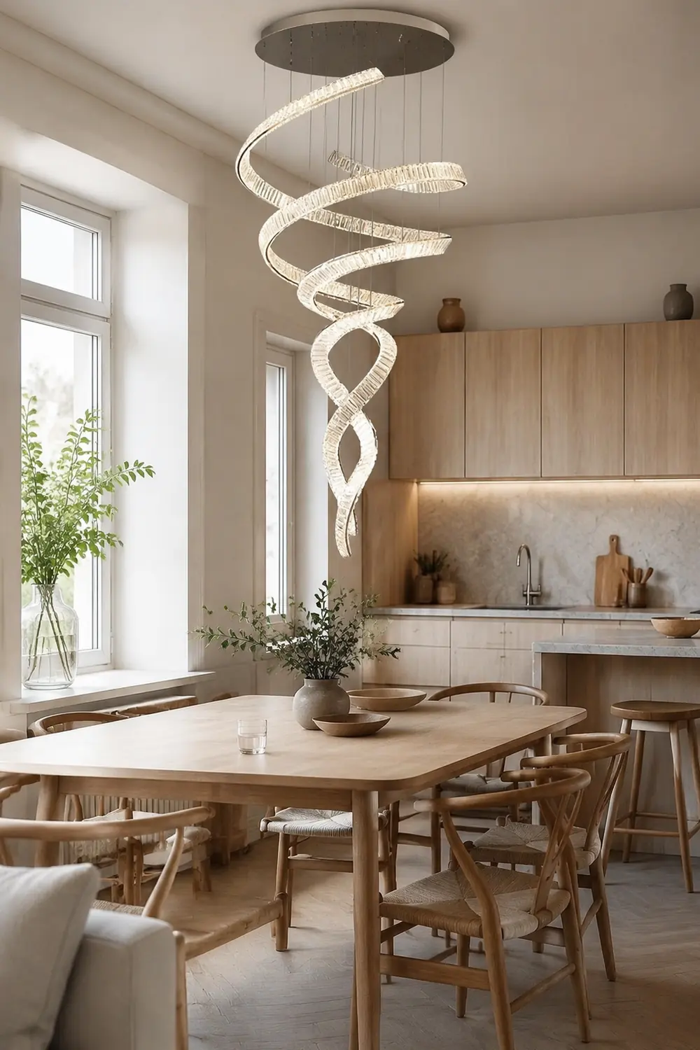 Long Spiral Crystal Chandelier - Lumpaz