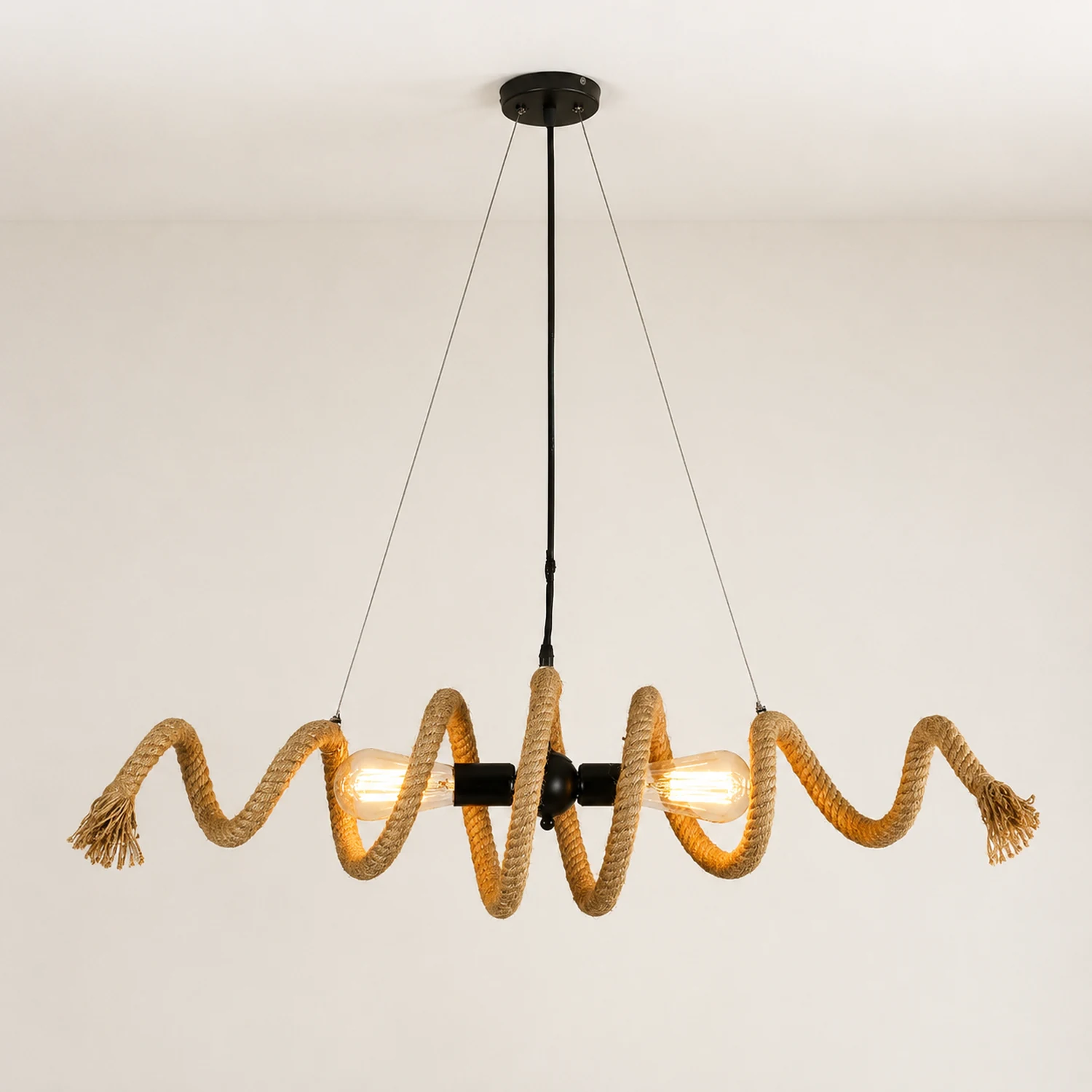 Hemp Rope Industrial Spiral Chandelier - Lumpaz