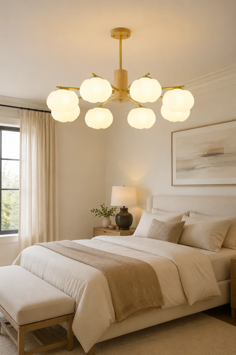 Wooden Cotton Balls Chandelier - Lumpaz