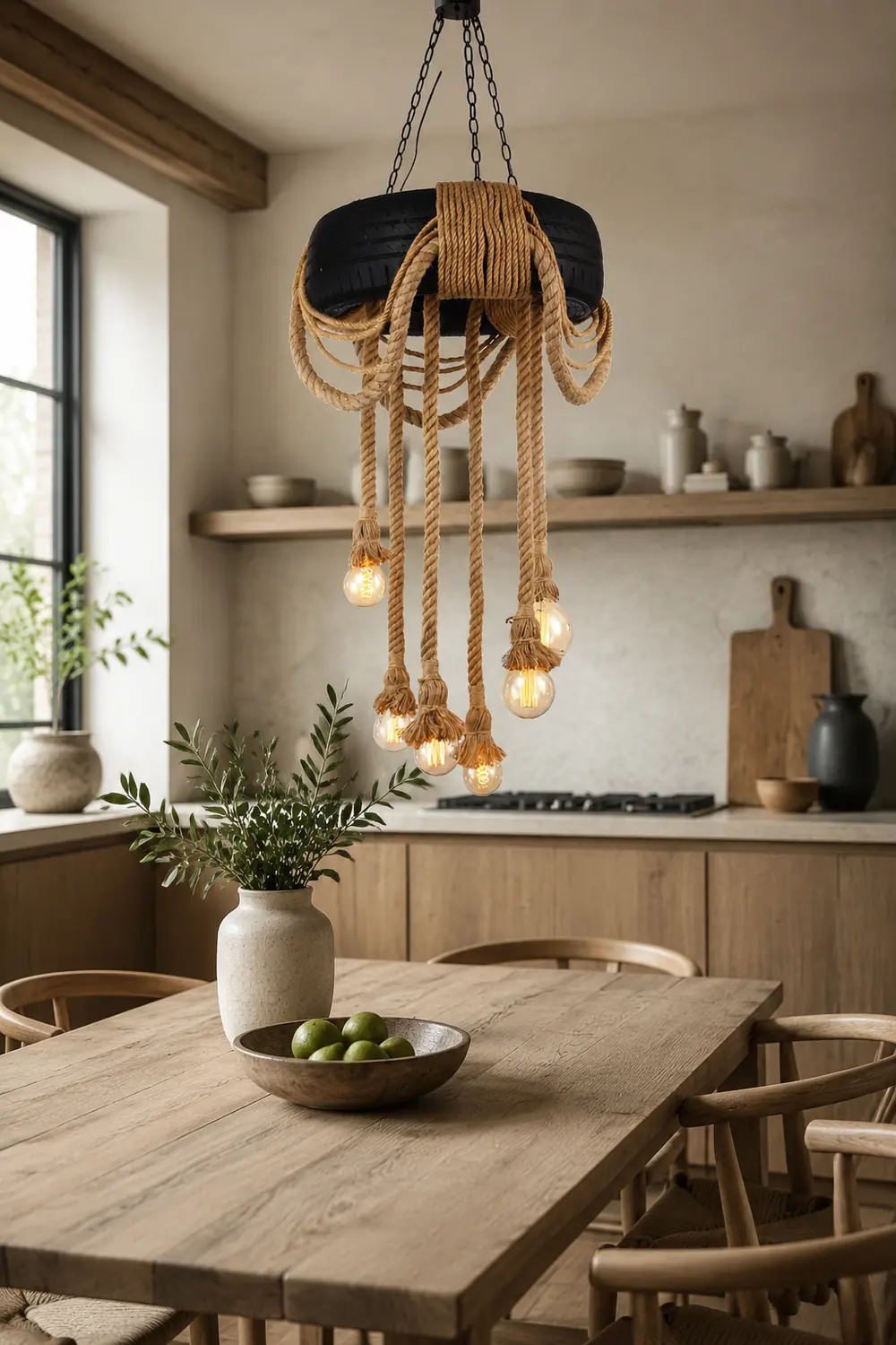 Hemp Rope Industrial Tire Chandelier - Lumpaz