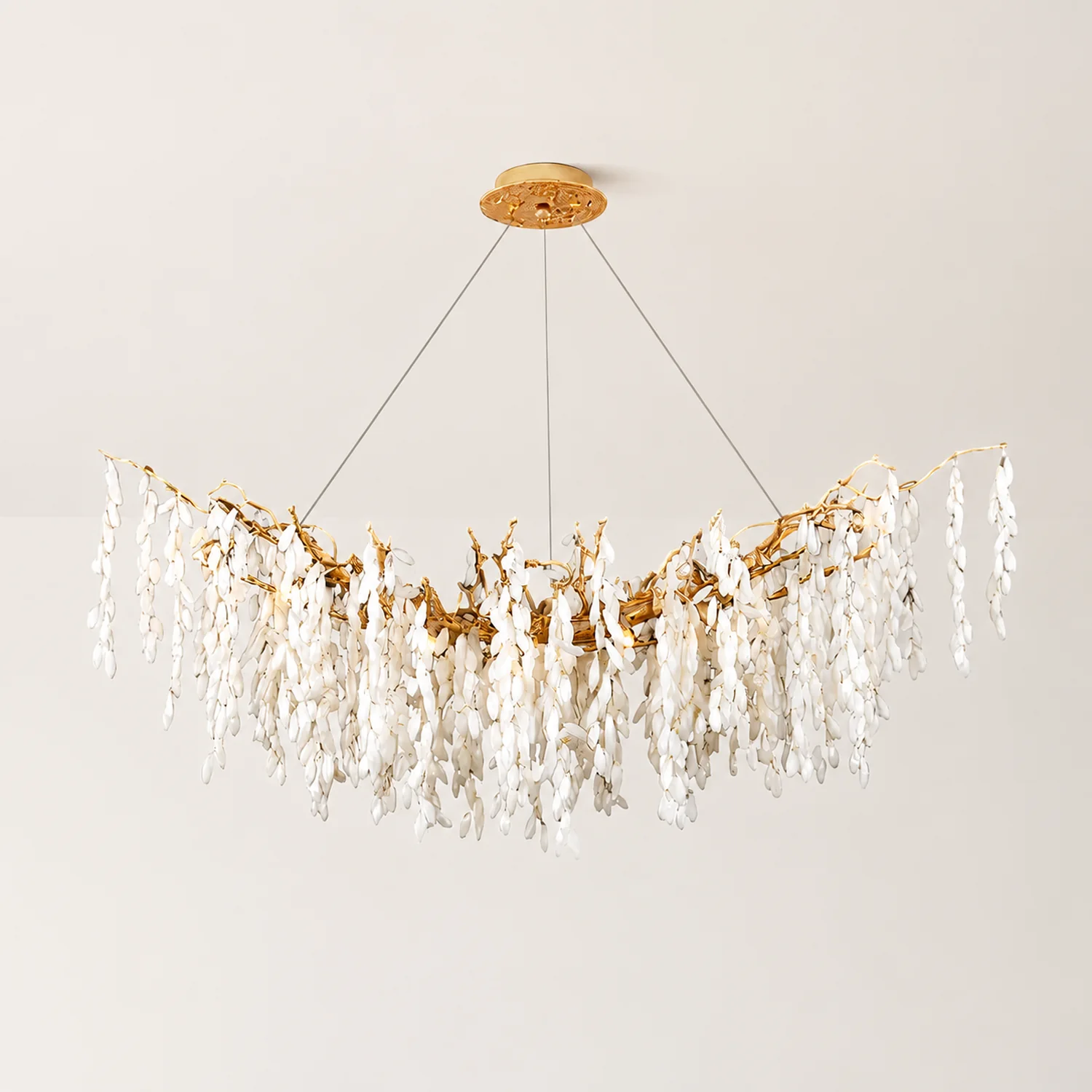 White Jade Branch Brass Chandelier - Lumpaz
