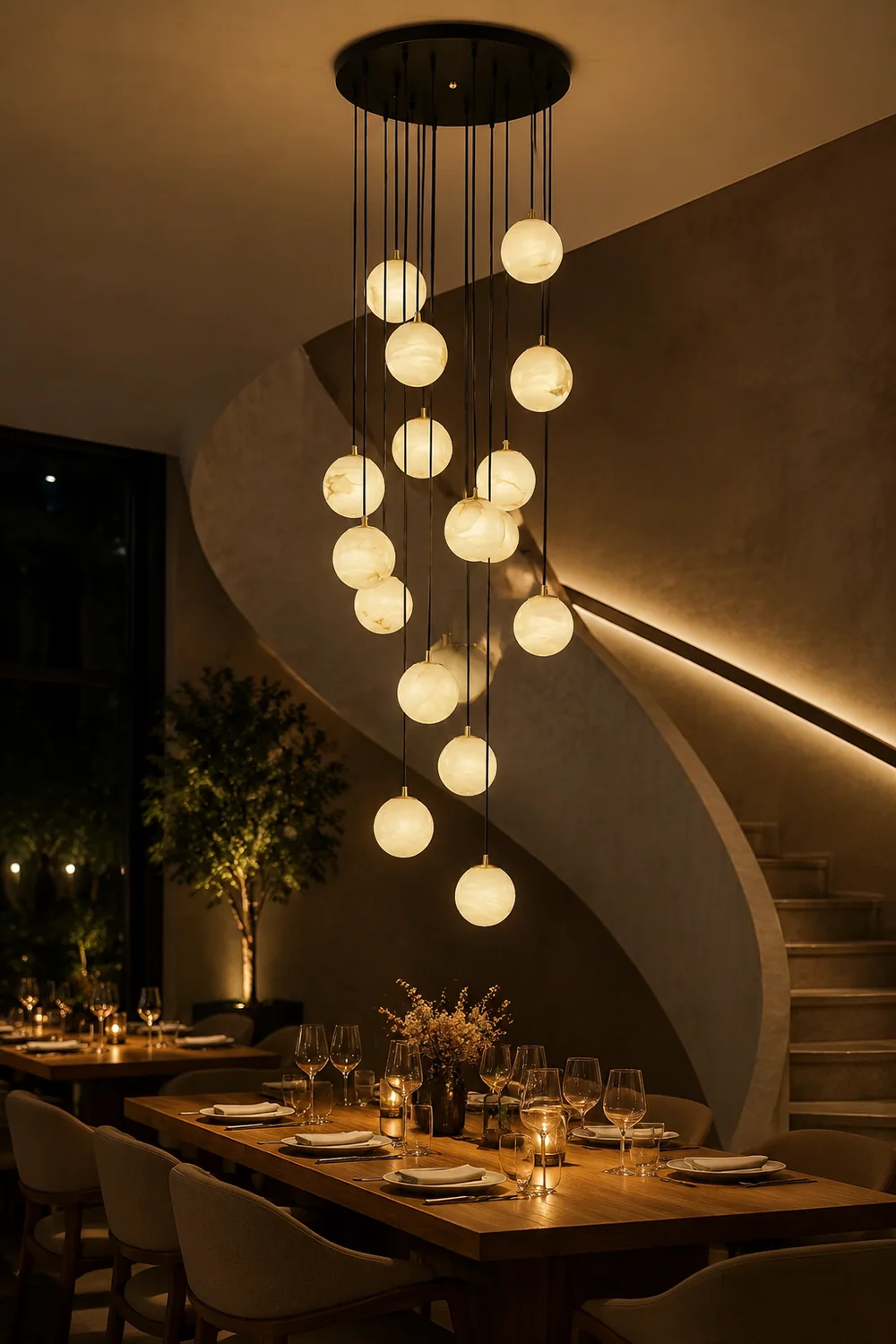 Alabaster Balls Cluster Chandelier - Lumpaz