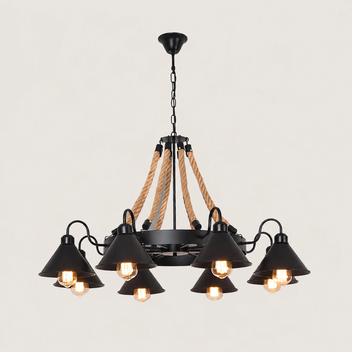 Hemp Rope Industrial Horn Chandelier - Lumpaz