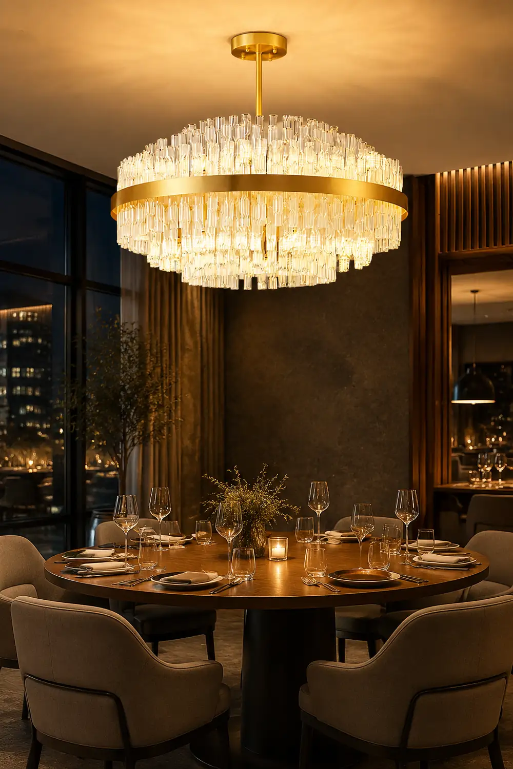 Gold & Clear Rod Chandelier - Lumpaz